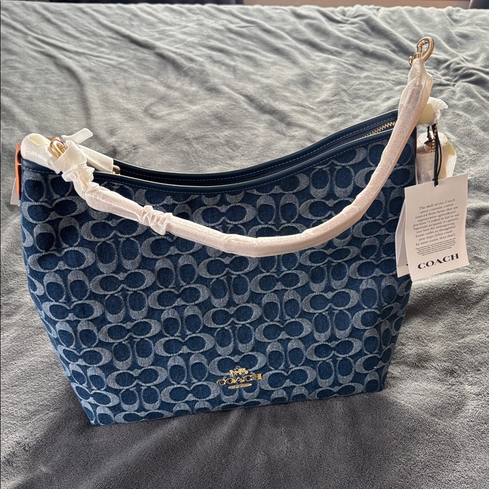 Coach Laurel Blue and Tan Shoulder Bag - Picture 8 of 11